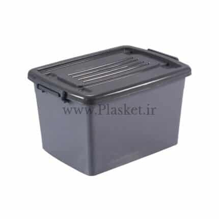 باکس چرخدار با درب سایز 7 شفاف دربدار پلاستیکی با چرخ قرمز مناسب نگهداری اسباببازی و قطعات